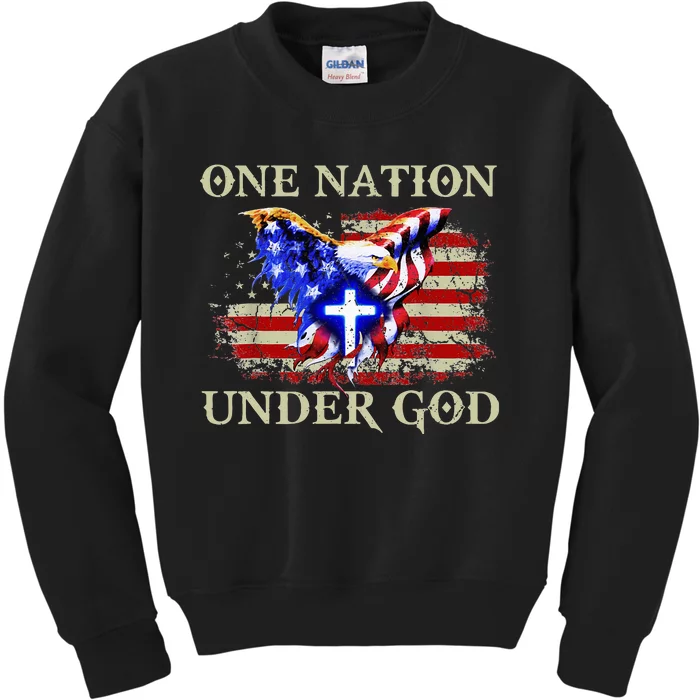 One Nation Under God Patriotic Usa Christian Kids Sweatshirt