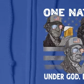 One Nation Under God Boozed Presidents 4th Of July Beer Gift Full Zip Hoodie