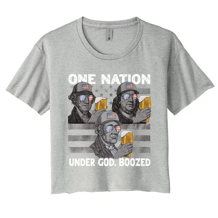 One Nation Under God Boozed Presidents 4th Of July Beer Gift Women's Crop Top Tee