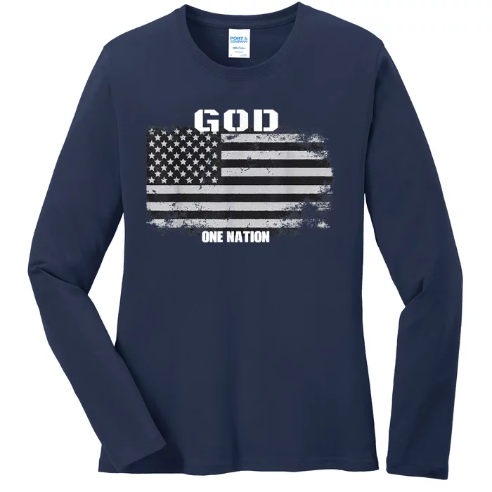 One Nation Under God Ladies Long Sleeve Shirt