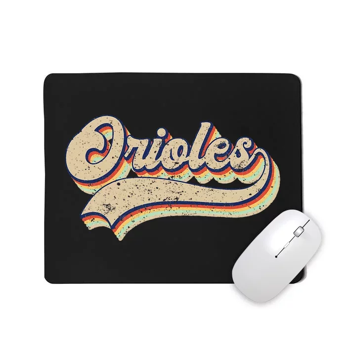 Orioles Name Vintage Retro Baseball Lovers Baseball Fans Mousepad