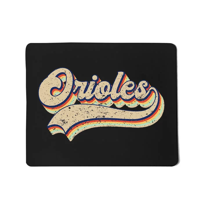 Orioles Name Vintage Retro Baseball Lovers Baseball Fans Mousepad