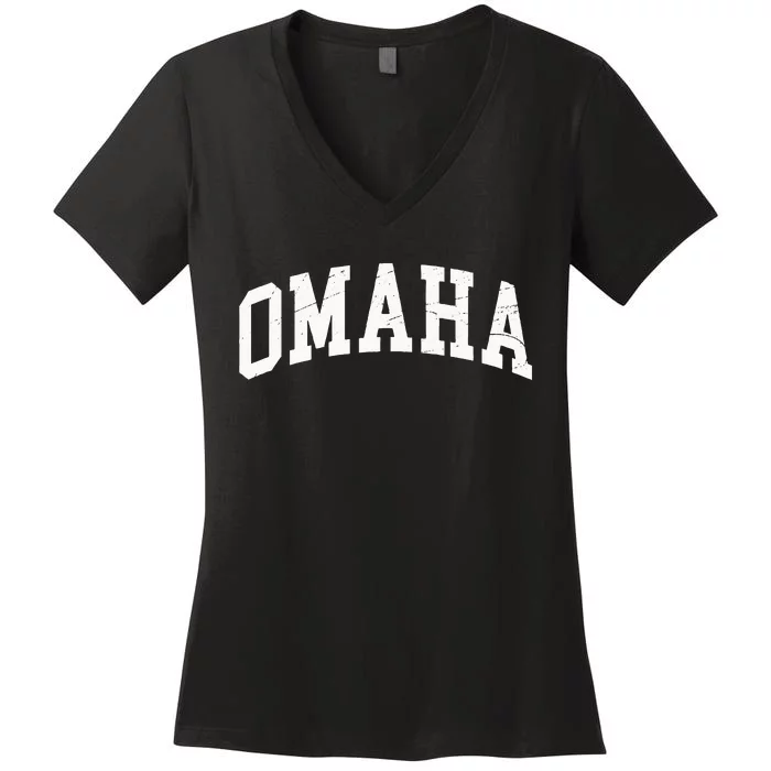 Omaha Nebraska Vintage Worn Design Classic Women's V-Neck T-Shirt