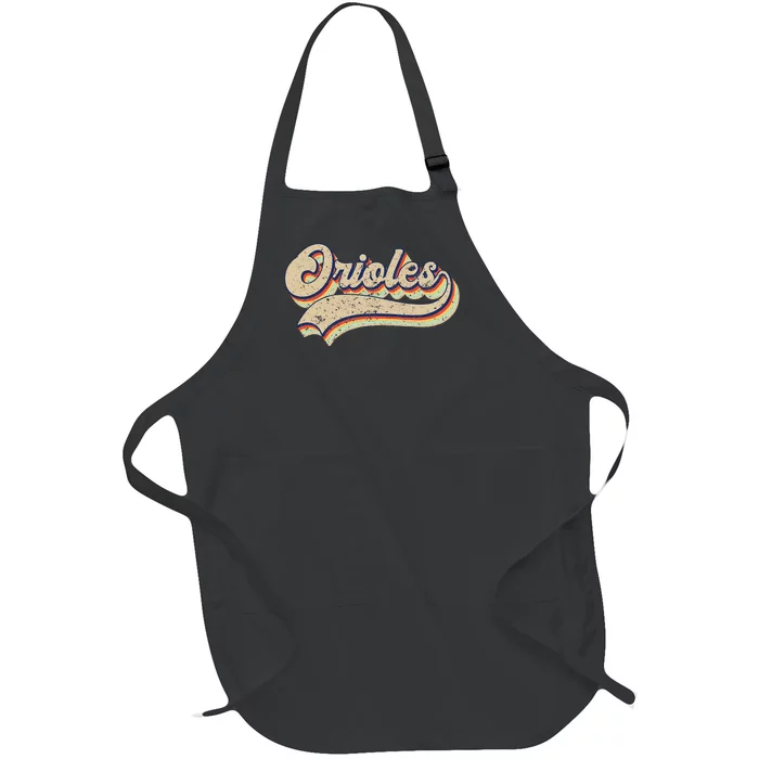 Orioles Name Vintage Retro Baseball Lovers Baseball Fans Full-Length Apron With Pocket