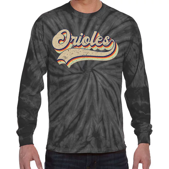 Orioles Name Vintage Retro Baseball Lovers Baseball Tie-Dye Long Sleeve Shirt