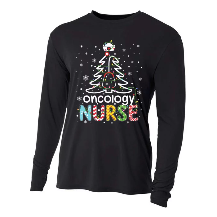 Oncology Nurse Xmas Tree Funny Nursing Christmas Pattern Cooling Performance Long Sleeve Crew