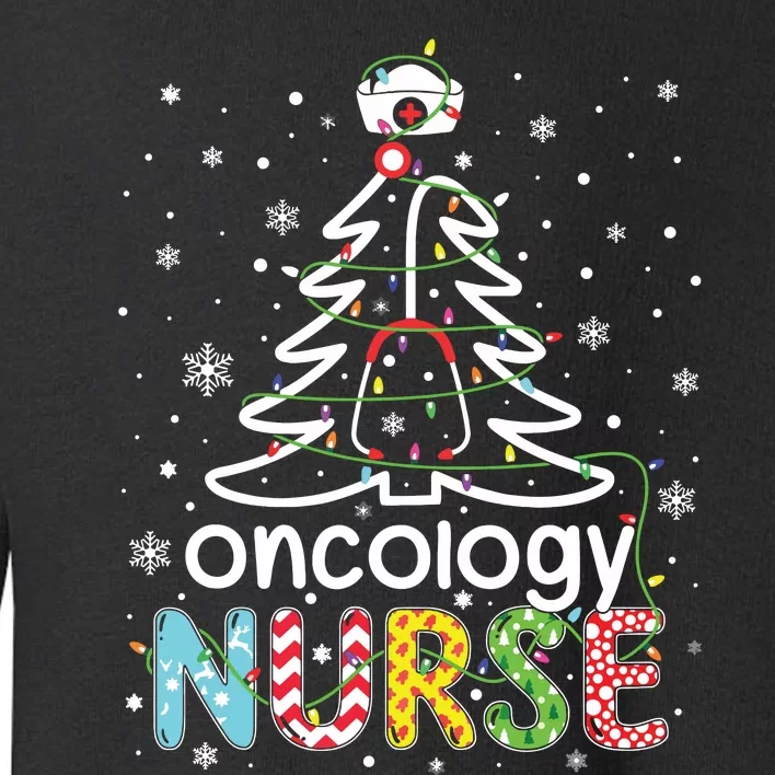 Oncology Nurse Xmas Tree Funny Nursing Christmas Pattern Toddler Sweatshirt