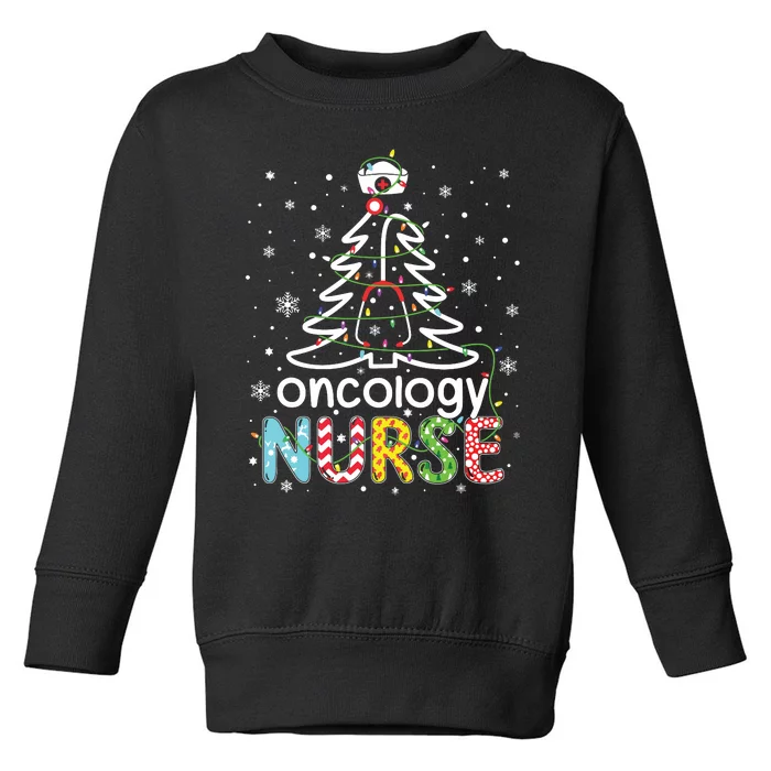 Oncology Nurse Xmas Tree Funny Nursing Christmas Pattern Toddler Sweatshirt