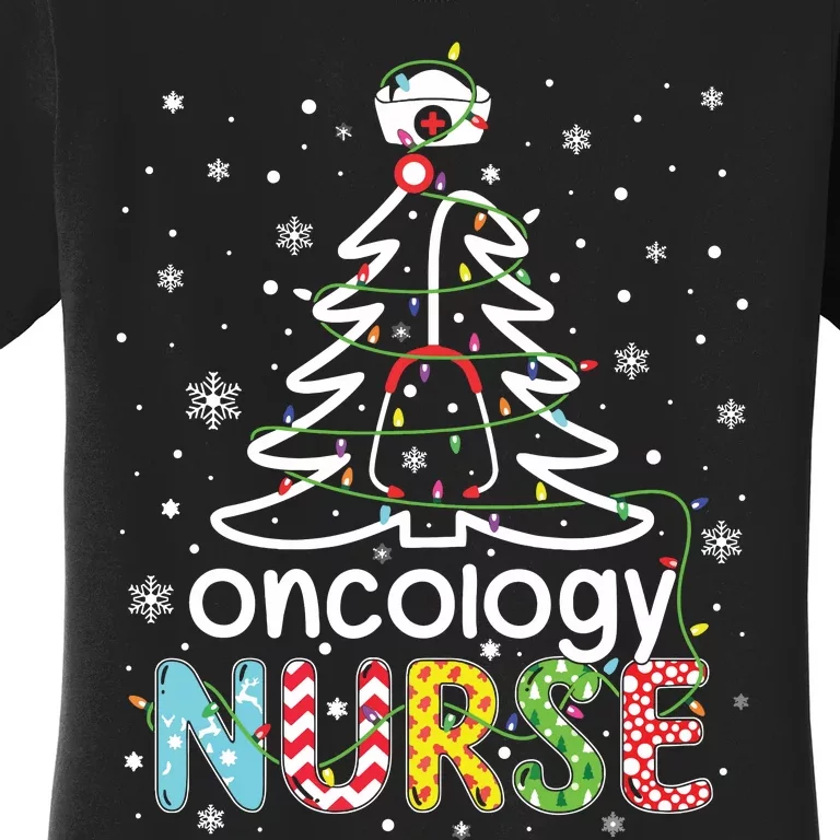 Oncology Nurse Xmas Tree Funny Nursing Christmas Pattern Women's T-Shirt