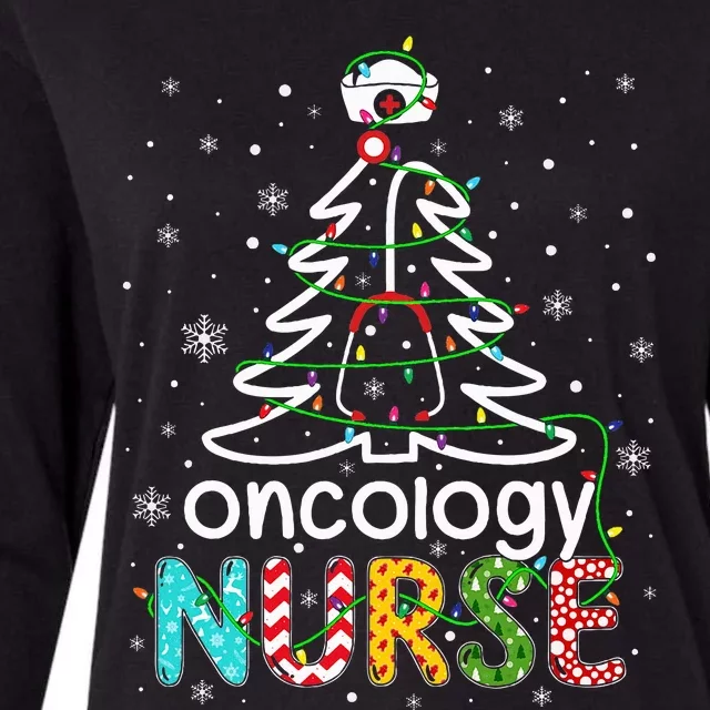 Oncology Nurse Xmas Tree Funny Nursing Christmas Pattern Womens Cotton Relaxed Long Sleeve T-Shirt