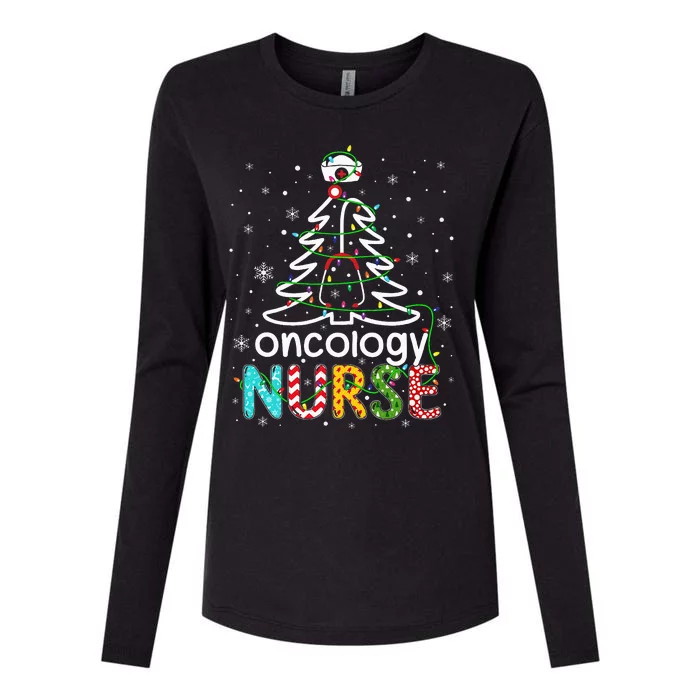 Oncology Nurse Xmas Tree Funny Nursing Christmas Pattern Womens Cotton Relaxed Long Sleeve T-Shirt