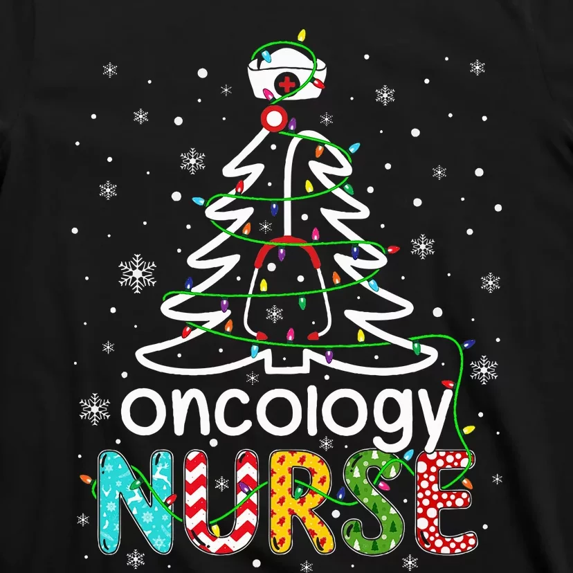 Oncology Nurse Xmas Tree Funny Nursing Christmas Pattern T-Shirt