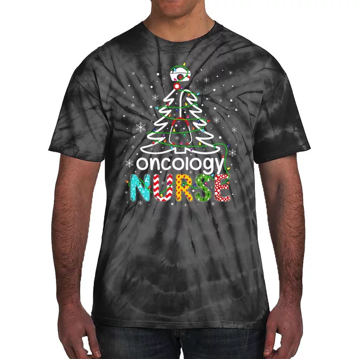 Oncology Nurse Xmas Tree Funny Nursing Christmas Pattern Tie-Dye T-Shirt