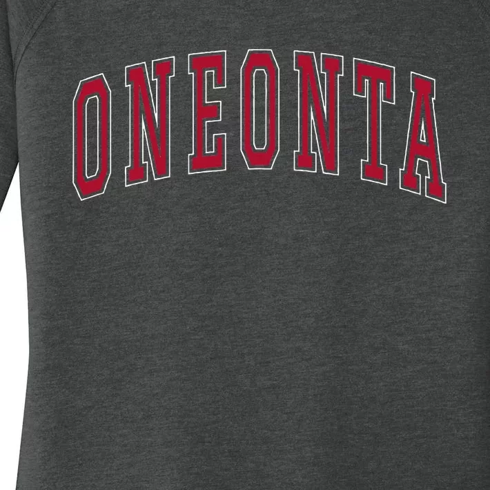 Oneonta New York Souvenir College Style Red Women's Perfect Tri Tunic Long Sleeve Shirt