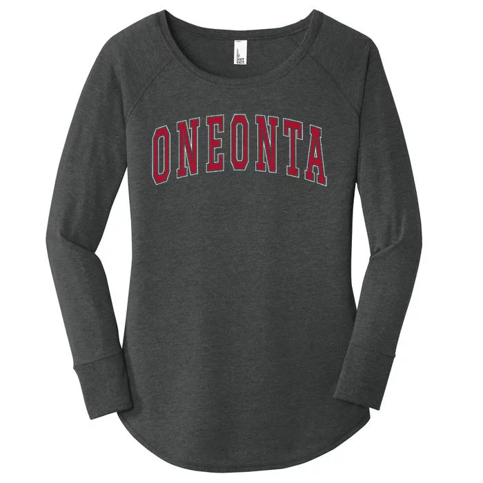 Oneonta New York Souvenir College Style Red Women's Perfect Tri Tunic Long Sleeve Shirt