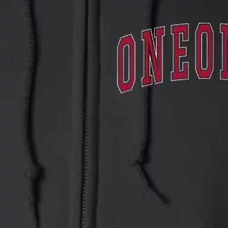 Oneonta New York Souvenir College Style Red Full Zip Hoodie