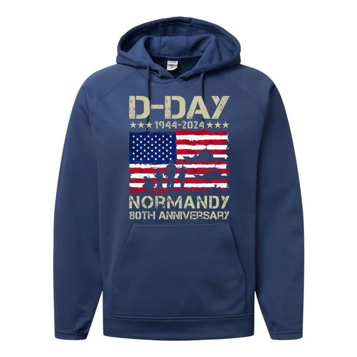 Operation Overlord 1944 Dday 2024 80th Anniversary Normandy Performance Fleece Hoodie