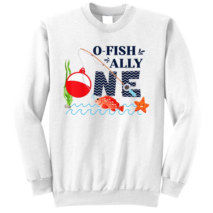 o-Fish-Ally One 1st First Birthday Party Outfit Fishing Sweatshirt