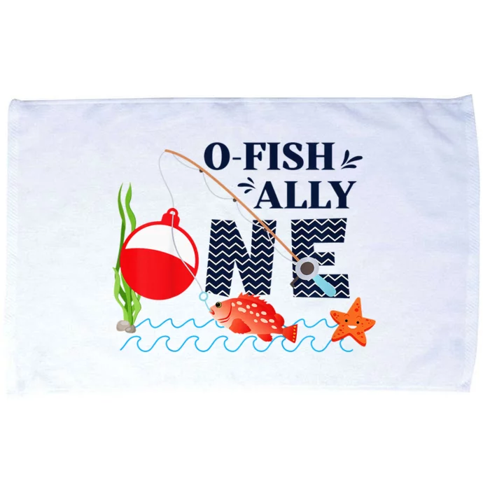 o-Fish-Ally One 1st First Birthday Party Outfit Fishing Microfiber Hand Towel