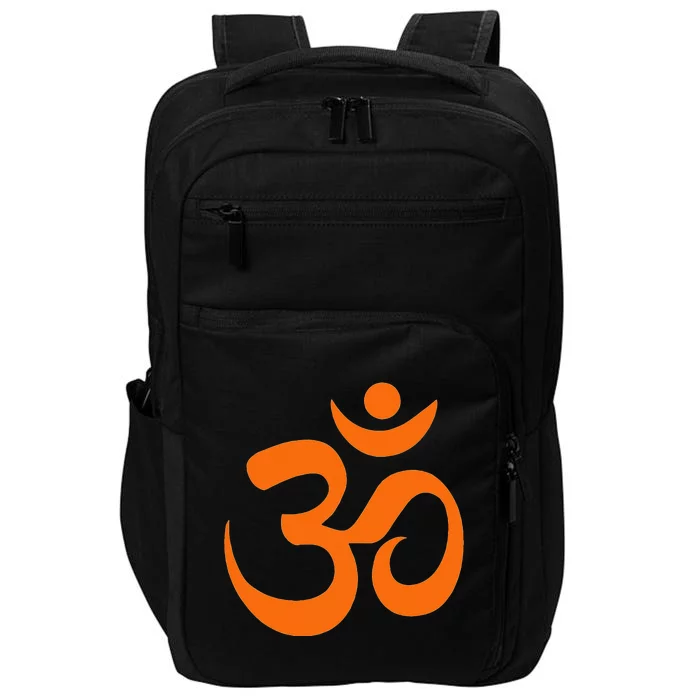 Om Omkar Aum Symbol Orange Graphic Spiritual Yoga Meditation Impact Tech Backpack