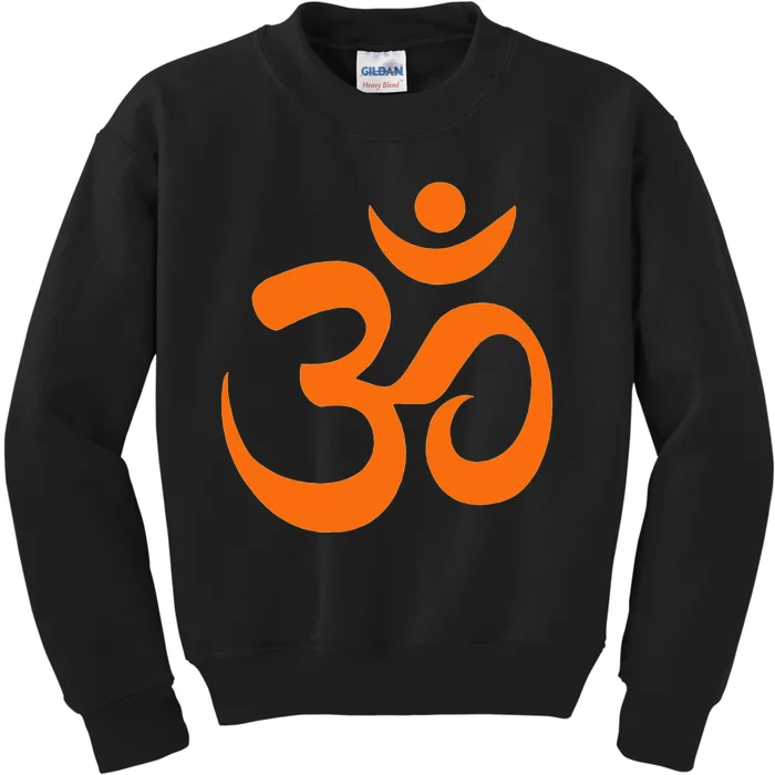 Om Omkar Aum Symbol Orange Graphic Spiritual Yoga Meditation Kids Sweatshirt