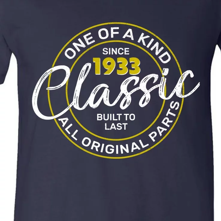 One Of A Kind Since 1933 Classic 90th Birthday V-Neck T-Shirt