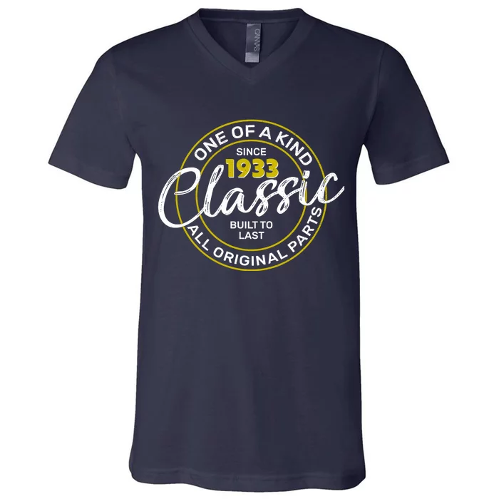 One Of A Kind Since 1933 Classic 90th Birthday V-Neck T-Shirt