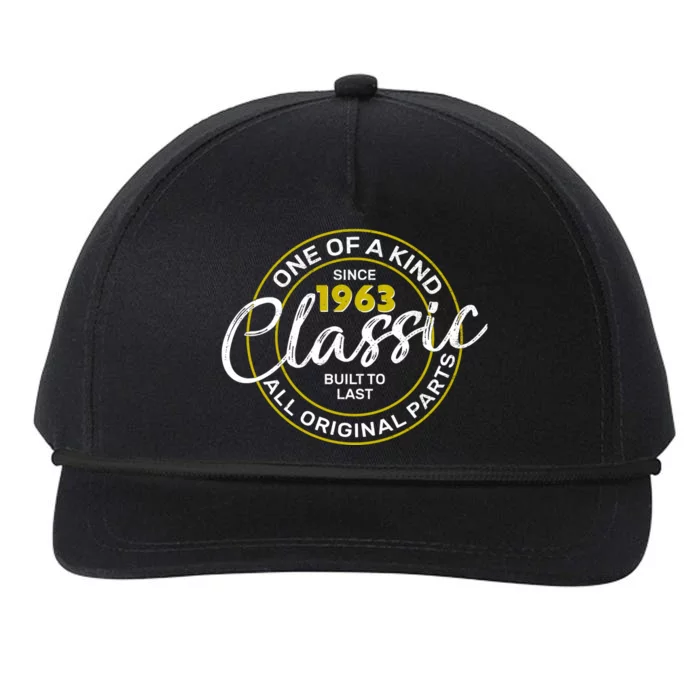 One Of A Kind Since 1963 Classic 60th Birthday Snapback Five-Panel Rope Hat