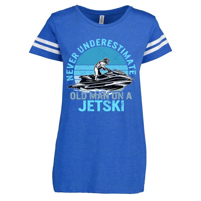 Old On A Jet Ski Grandpa Rider Water Jet Skiing Father Gift Enza Ladies Jersey Football T-Shirt