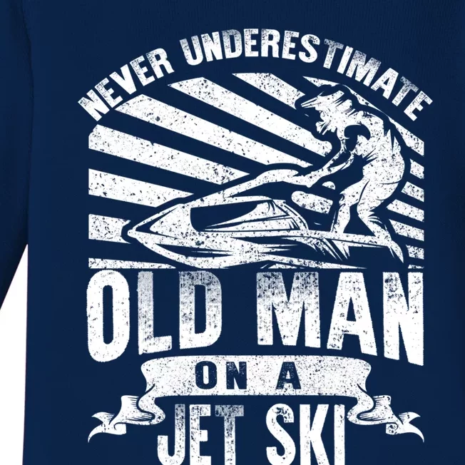 Old On A Jet Ski Grandpa Rider Water Jet Skiing Father Gift Baby Long Sleeve Bodysuit