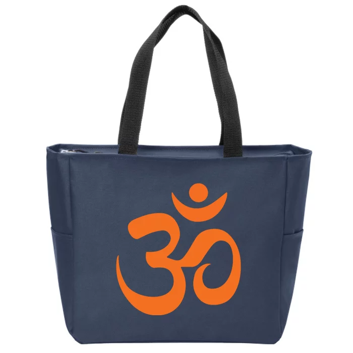 Om Omkar Aum Symbol Orange Graphic Spiritual Yoga Meditation Zip Tote Bag