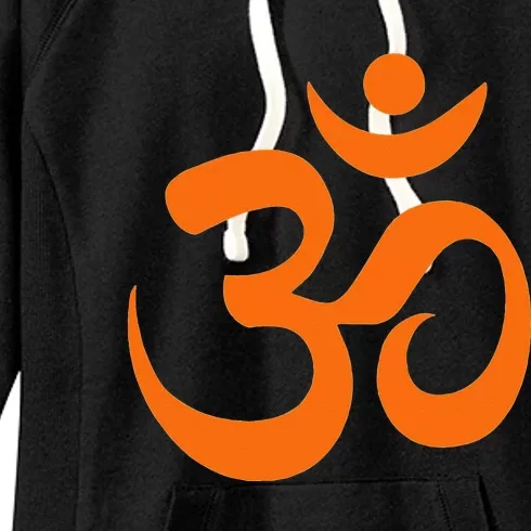 Om Omkar Aum Symbol Orange Graphic Spiritual Yoga Meditation Women's Fleece Hoodie