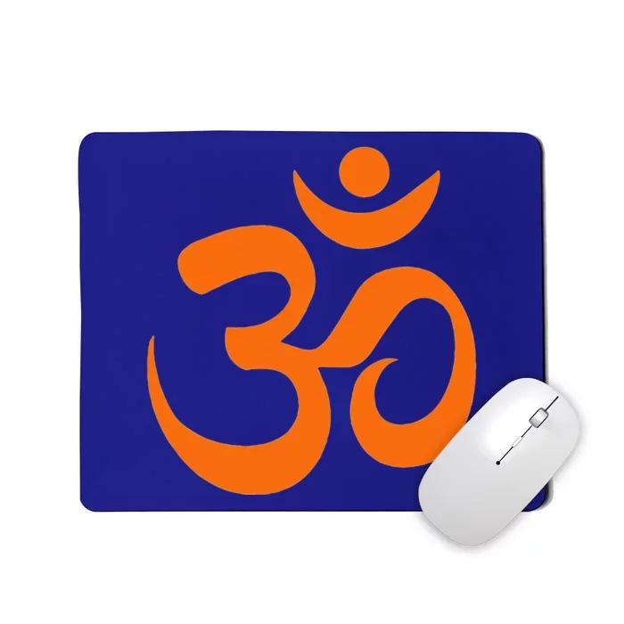 Om Omkar Aum Symbol Orange Graphic Spiritual Yoga Meditation Mousepad