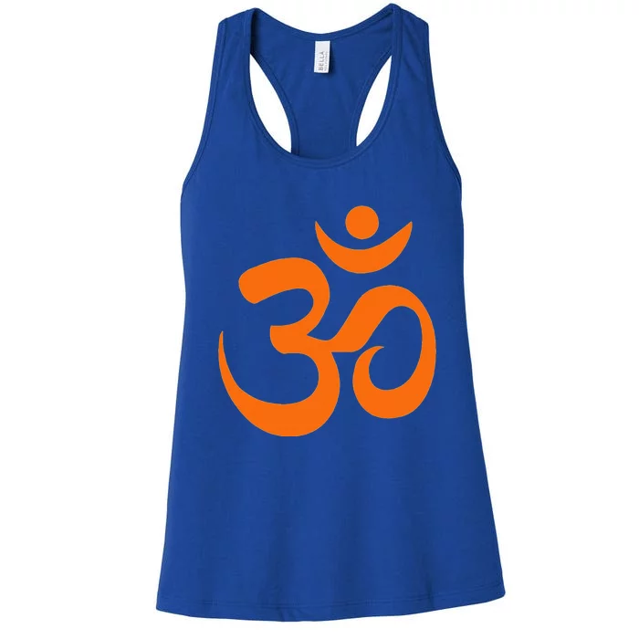 Om Omkar Aum Symbol Orange Graphic Spiritual Yoga Meditation Women's Racerback Tank