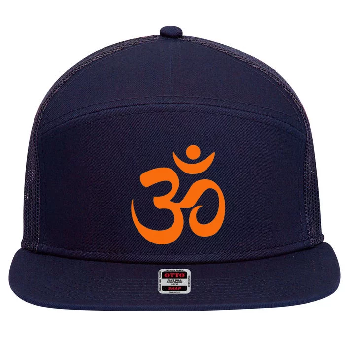 Om Omkar Aum Symbol Orange Graphic Spiritual Yoga Meditation 7 Panel Mesh Trucker Snapback Hat