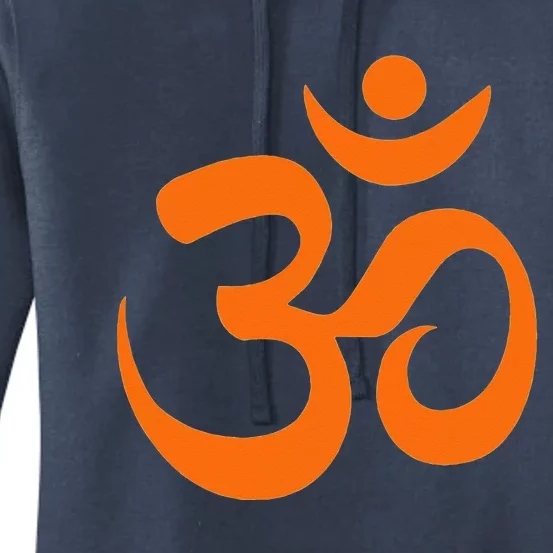 Om Omkar Aum Symbol Orange Graphic Spiritual Yoga Meditation Women's Pullover Hoodie