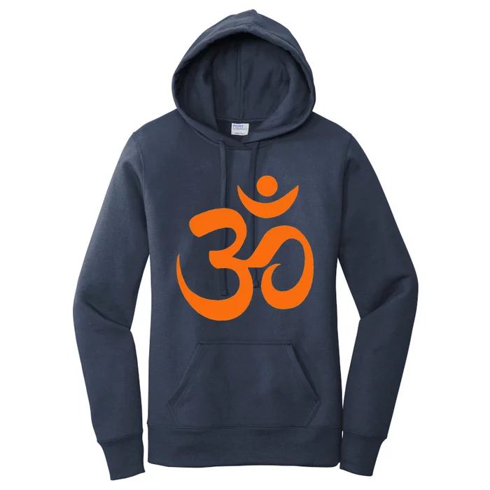 Om Omkar Aum Symbol Orange Graphic Spiritual Yoga Meditation Women's Pullover Hoodie