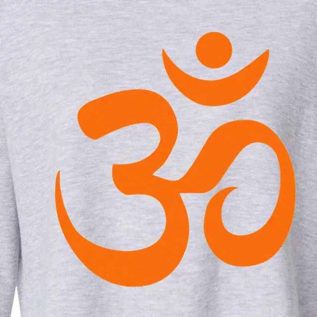 Om Omkar Aum Symbol Orange Graphic Spiritual Yoga Meditation Cropped Pullover Crew