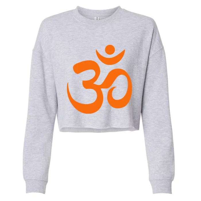 Om Omkar Aum Symbol Orange Graphic Spiritual Yoga Meditation Cropped Pullover Crew