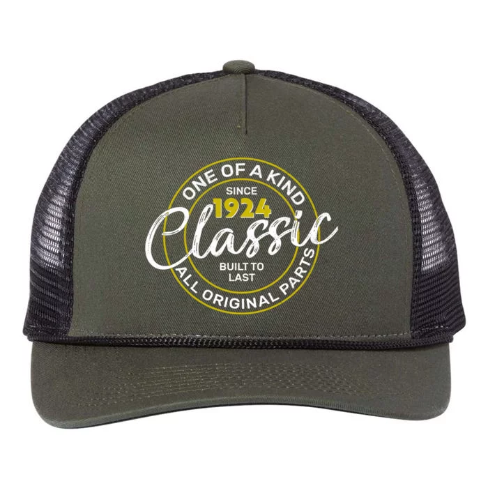 One Of A Kind Since 1924 Classic 100th Birthday Retro Rope Trucker Hat Cap