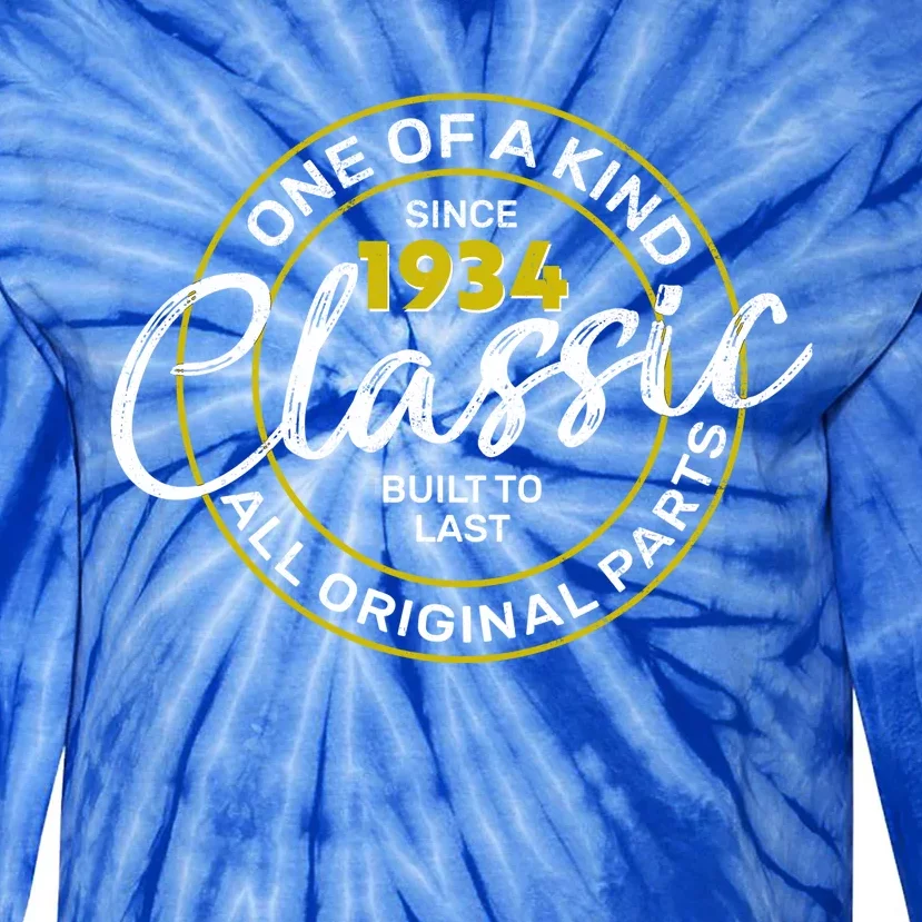 One Of A Kind Since 1934 Classic 90th Birthday Tie-Dye Long Sleeve Shirt