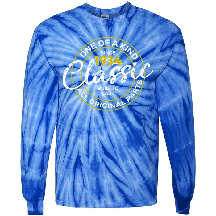 One Of A Kind Since 1934 Classic 90th Birthday Tie-Dye Long Sleeve Shirt