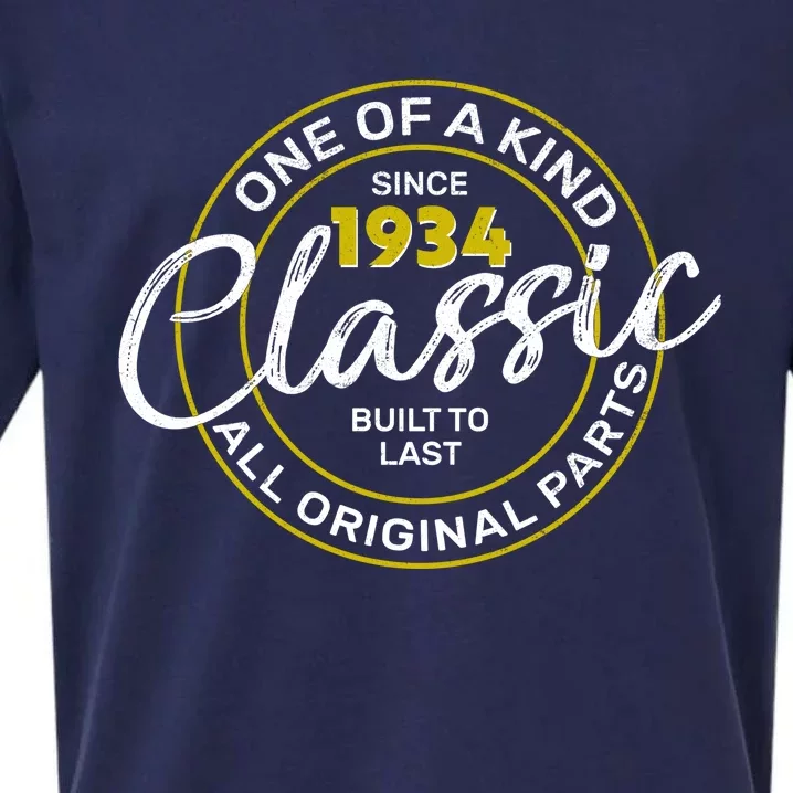 One Of A Kind Since 1934 Classic 90th Birthday Sueded Cloud Jersey T-Shirt