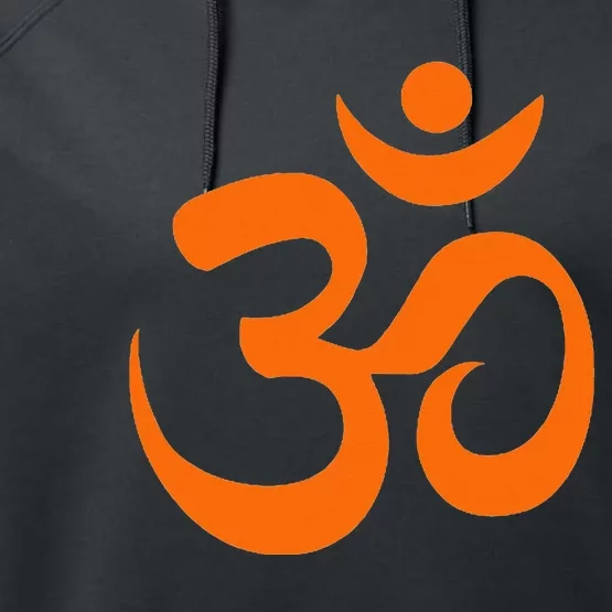 Om Omkar Aum Symbol Orange Graphic Spiritual Yoga Meditation Performance Fleece Hoodie