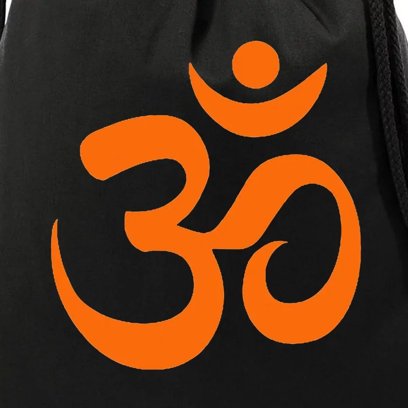 Om Omkar Aum Symbol Orange Graphic Spiritual Yoga Meditation Drawstring Bag