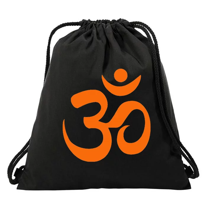 Om Omkar Aum Symbol Orange Graphic Spiritual Yoga Meditation Drawstring Bag