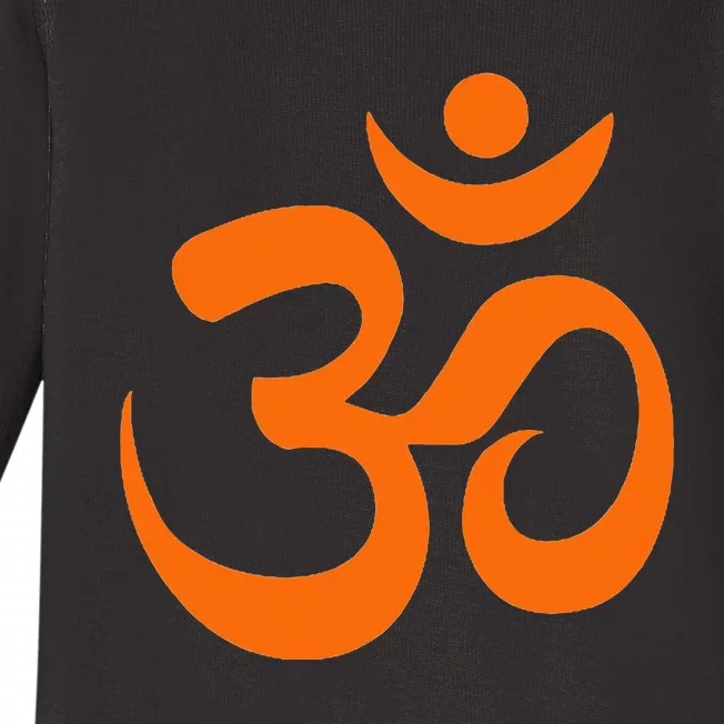 Om Omkar Aum Symbol Orange Graphic Spiritual Yoga Meditation Baby Long Sleeve Bodysuit