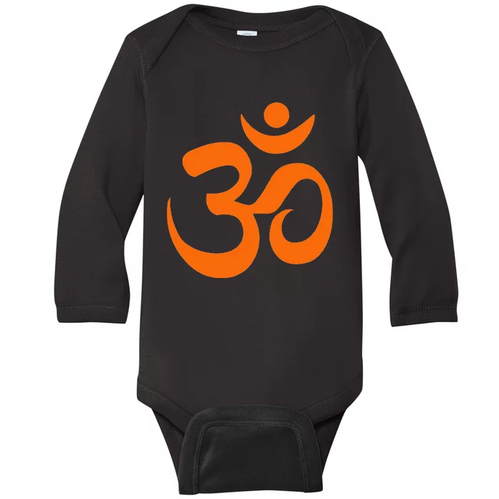 Om Omkar Aum Symbol Orange Graphic Spiritual Yoga Meditation Baby Long Sleeve Bodysuit