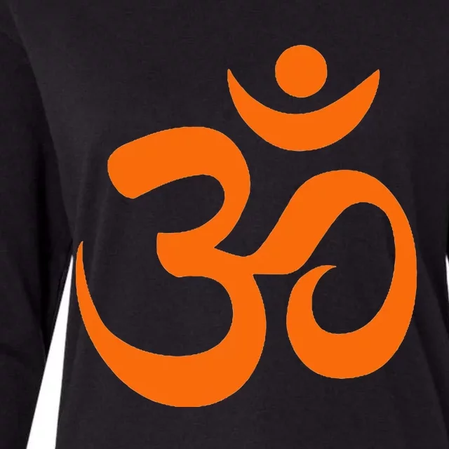 Om Omkar Aum Symbol Orange Graphic Spiritual Yoga Meditation Womens Cotton Relaxed Long Sleeve T-Shirt