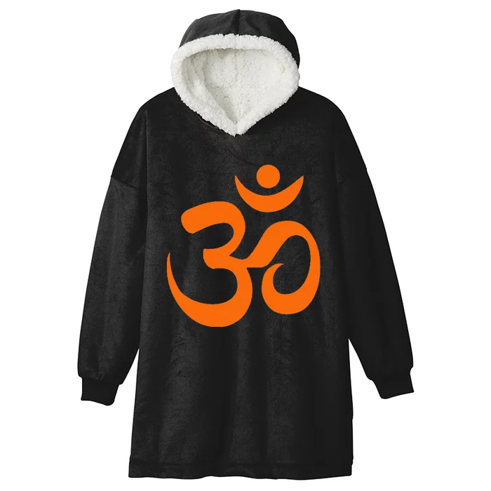 Om Omkar Aum Symbol Orange Graphic Spiritual Yoga Meditation Hooded Wearable Blanket